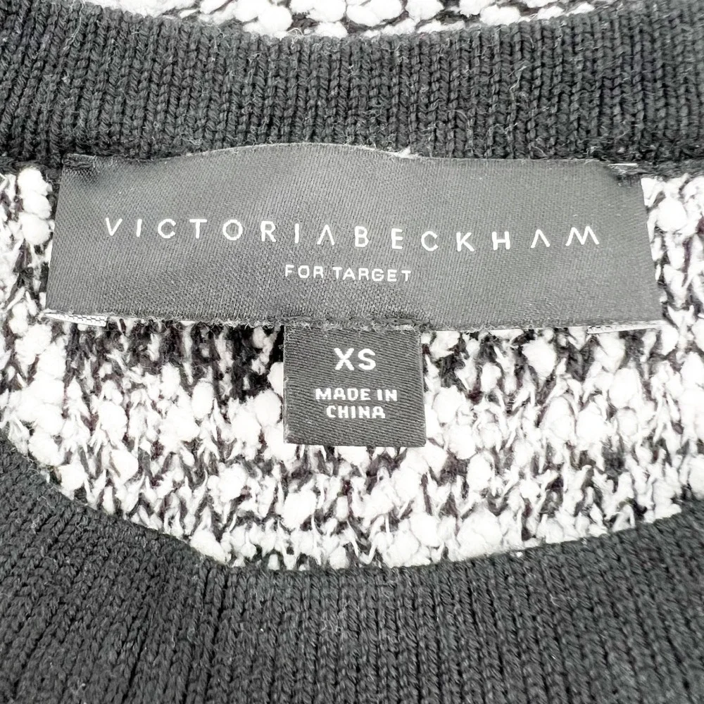 VICTORIA‎ BECKHAM FOR TARGET Black White Boucle Knit Short Sleeve Top XS